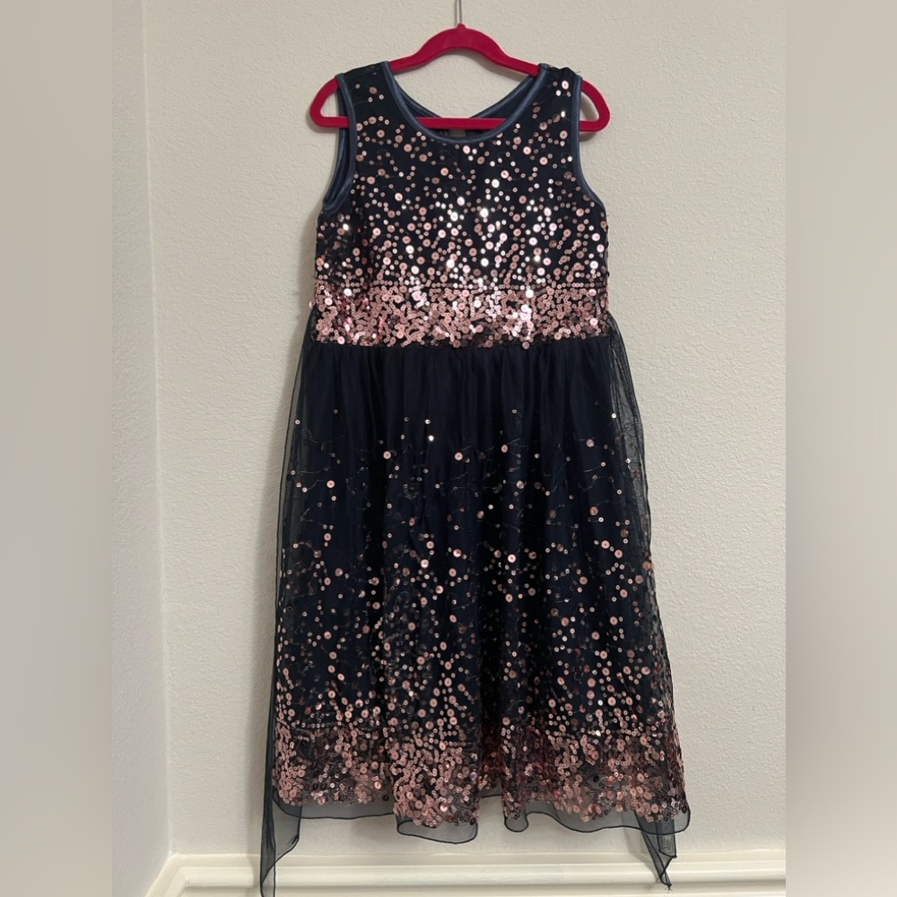 Crystal Doll Girls Pink-Sequin Dress in Navy color Size 14 Girls